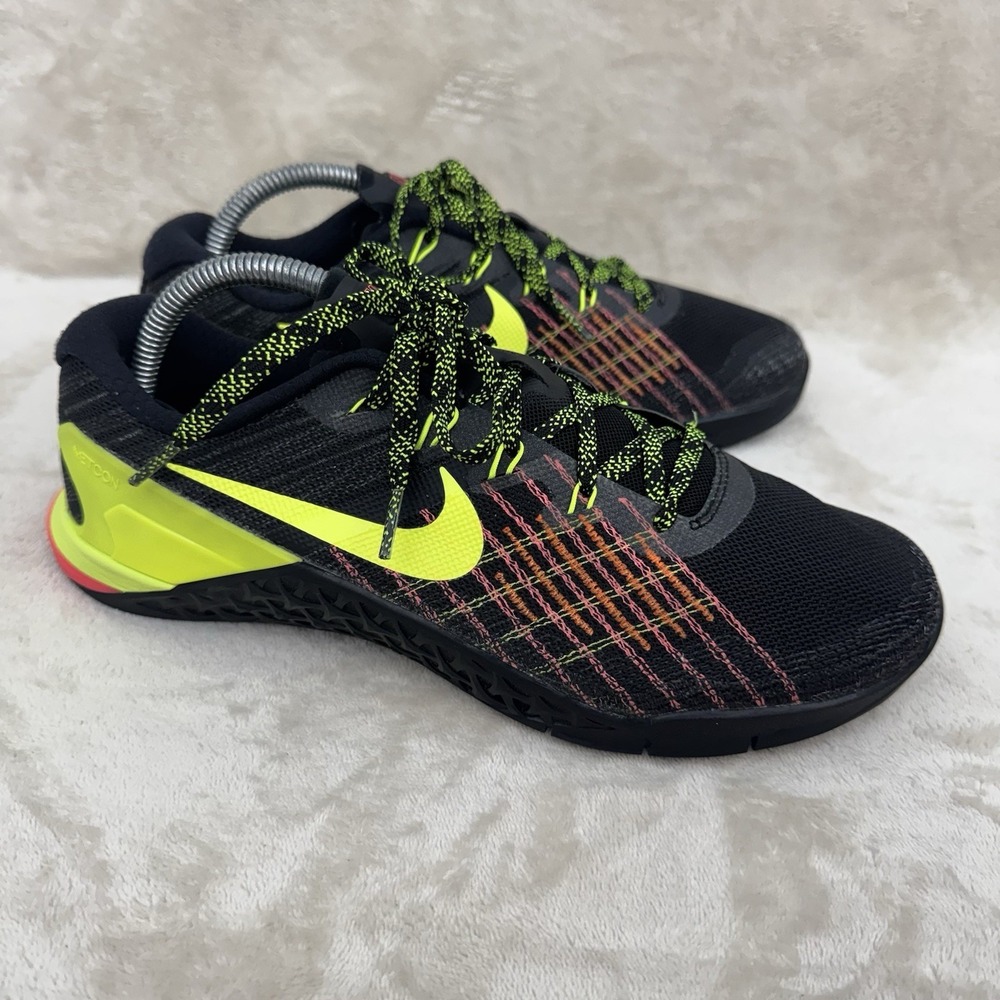 Nike Metcon 3 Training Shoes Black Volt Hyper Pink CrossFit Gym Men's US 8‎ UK 7